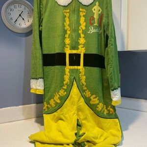 Elf Buddy Adult-Med 1 piece zip up w/Brand New Elf Socks